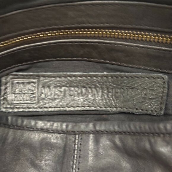 AMSTERDAM HERITAGE Shoulder Bag Black Slouchy Multiple Zippers Bronze Hardware - Picture 10 of 15